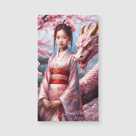 Jahr des Drachen 2024 - Mädchen zwischen Kirschblü (正面)