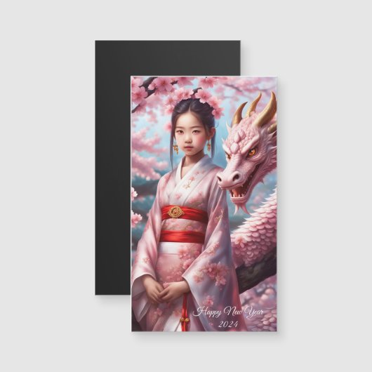 Jahr des Drachen 2024 - Mädchen zwischen Kirschblü (正面/裏面)