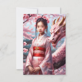 Jahr des Drachen 2024 - Mädchen zwischen Kirschblü