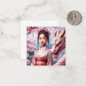 Jahr des Drachen 2024 - Mädchen zwischen Kirschblü ノートカード (正面/裏面インサイチュ)