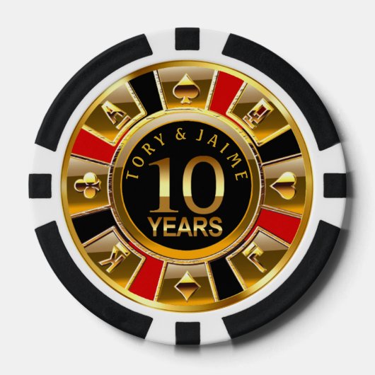 Jaime-1 Vegasカジノチップレッド&ブラック ポーカーチップ (正面)