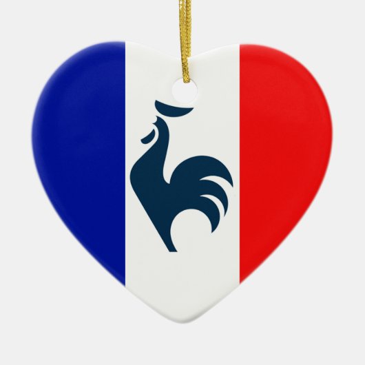 J'aime coq drapeau France セラミックオーナメント (正面)