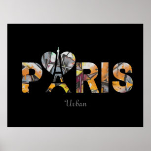 J'aime Paris avec un décor urbain bien coloré ポスター