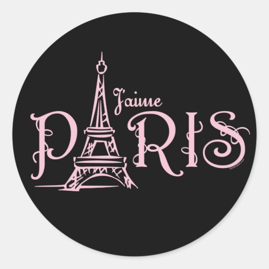 J'aime Paris (Dark)ステッカー ラウンドシール (正面)