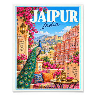 Jaipur India Colorful Travel Poster フォトプリント