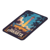 Jakarta Indonesia Illustration Travel Art Vintage マグネット (左側)