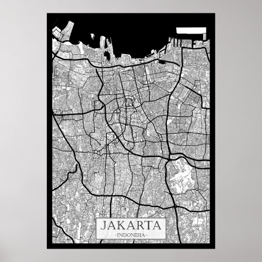 Jakarta Indonesia Map ポスター (正面)
