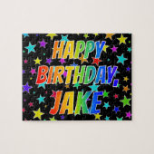 「JAKE」名、おもしろい「ハッピーバースデー」 ジグソーパズル (横)