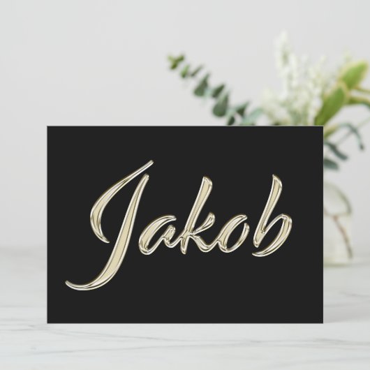 Jakob Name white gold Handwriting Karte カード (スタンド正面)