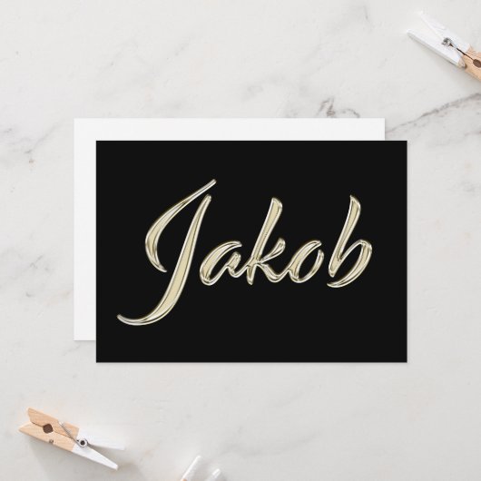 Jakob Name white gold Handwriting Karte カード (正面/裏面インサイチュ)