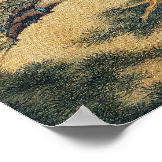 Jakuchu, Rooster and Hen with Hydrangeas Posters ポスター (角)