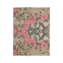 Jakuchu Rose Harmony Fleece Blanket