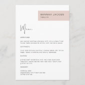 JALAINEモダン赤面ゲスト名ディナーメニュー メニュー (正面)