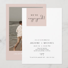 JALAINE モダン ブルッシュピンク ブロック フォト 結婚式 招待状