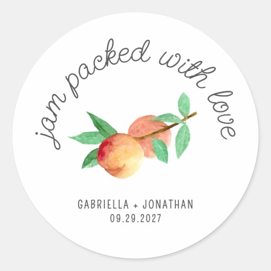 Jam Packed With Love Peach Jam Wedding Favor  ラウンドシール (正面)