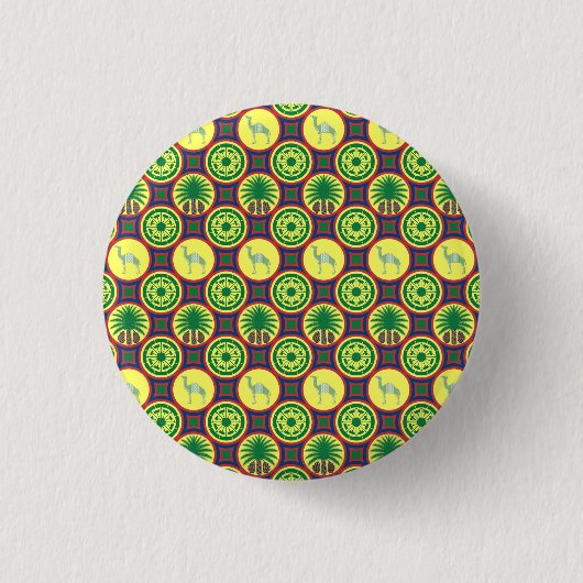Jamahiri ® Libya | Africa Pattern  缶バッジ (正面)