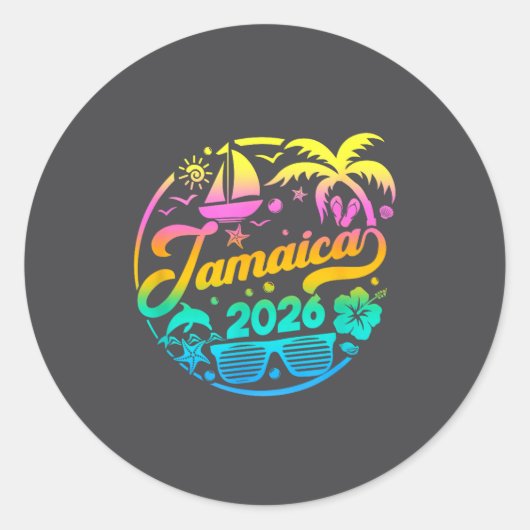 Jamaica 2026 Family Vacation Beach Matching Group  ラウンドシール (正面)