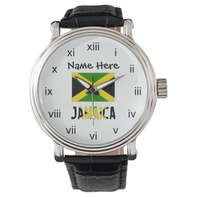 Jamaica and Jamaican Flag with Your Name 腕時計 (正面)