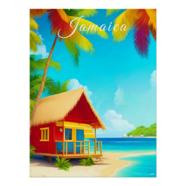 Jamaica Beach Hut Travel Print ポスター
