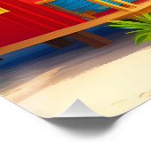 Jamaica Beach Hut Travel Print ポスター (コーナー)