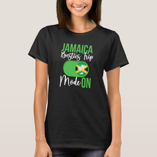 Jamaica Besties Trip Mode ON Jamaica Best Friend V Tシャツ (正面)