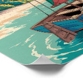 Jamaica Boat Illustration Travel Art Vintage ポスター (角)