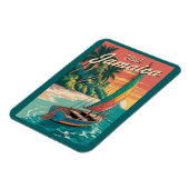 Jamaica Boat Illustration Travel Art Vintage マグネット (左側)