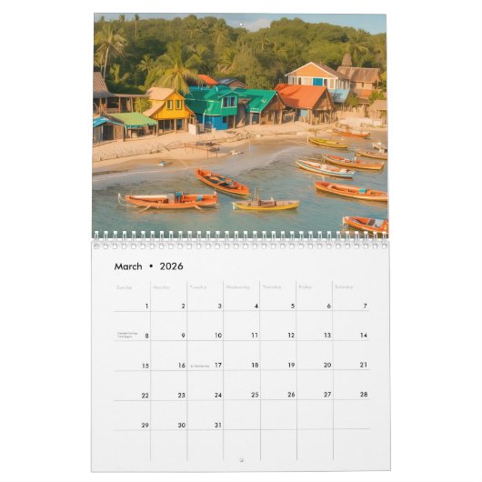 Jamaica calendar カレンダー (3月 2026)