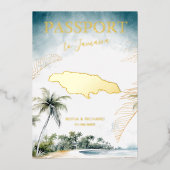 Jamaica Destination Wedding Passport Gold 箔招待状 (正面)