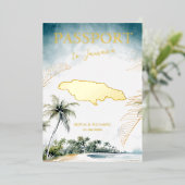 Jamaica Destination Wedding Passport Gold 箔招待状 (立ち正面)