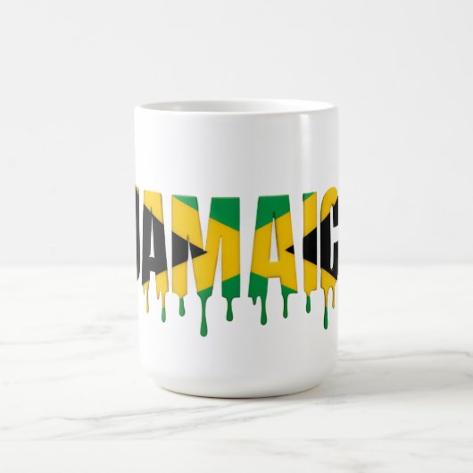 Jamaica Drip Text | Caribbean Flag Design | Fan  コーヒーマグカップ (中央)