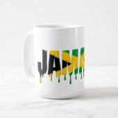 Jamaica Drip Text | Caribbean Flag Design | Fan  コーヒーマグカップ (正面左)
