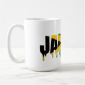 Jamaica Drip Text | Caribbean Flag Design | Fan  コーヒーマグカップ (左)