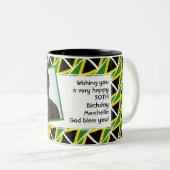 JAMAICA FLAG写真テンプレートテキストの追加 ツートーンマグカップ (正面右)