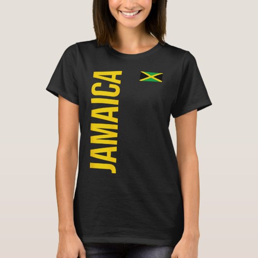 Jamaica Flag Athletic Soccer Footbyll Sports Jerse Tシャツ (正面)