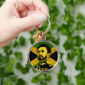 Jamaica Flag - hAILE sELASSIE i - Rasta Button キーホルダー (手)