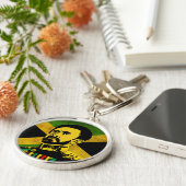 Jamaica Flag - hAILE sELASSIE i - Rasta Button キーホルダー (側面)