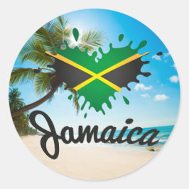Jamaica Flag Island - Proud Jamaicans - Sticker ラウンドシール