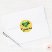 Jamaica Flag Island - Proud Jamaicans - Sticker ラウンドシール (封筒)
