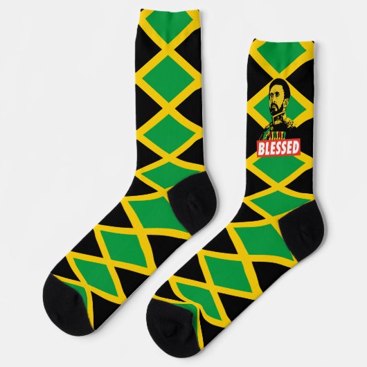 Jamaica Flag Jah Rastafari Blessed Love Socks ソックス (左)