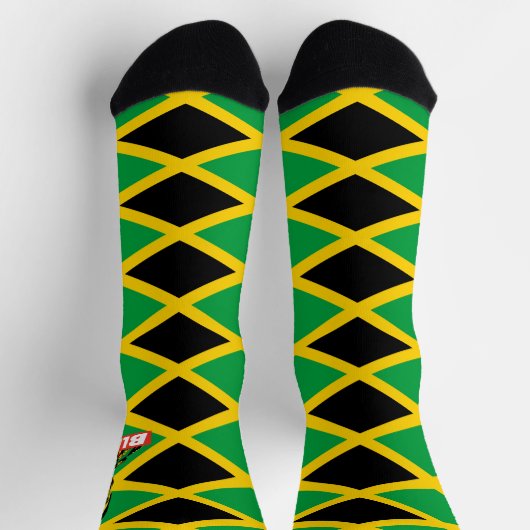 Jamaica Flag Jah Rastafari Blessed Love Socks ソックス (上部)