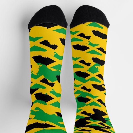 Jamaica Flag Modern Art Rasta Roots Camo Socks ソックス (上部)