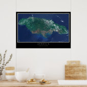 Jamaica From Space Satellite Map ポスター (キッチン)