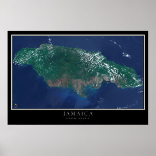 Jamaica From Space Satellite Map ポスター