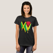 Jamaica Guayana Flag Heart Citizen Grown Patriot C Tシャツ (正面フル)