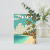 Jamaica Illustration Travel Art Vintage ポストカード (スタンド正面)