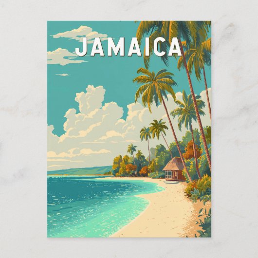 Jamaica Illustration Travel Art Vintage ポストカード (正面)