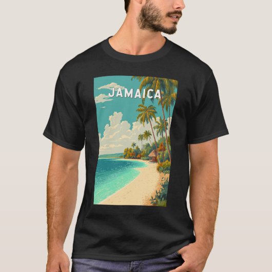 Jamaica Illustration Travel Art Vintage Tシャツ (正面)