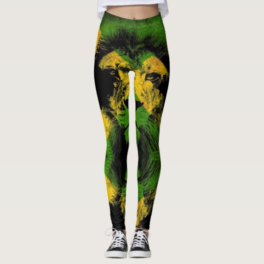 Jamaica Lion Flag Proud Jamaicans - Yoga Leggings レギンス (正面)
