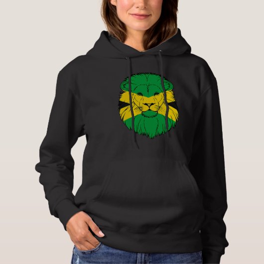 Jamaica Lion Jamaican Flag Caribbean Holiday Regga パーカ (正面)